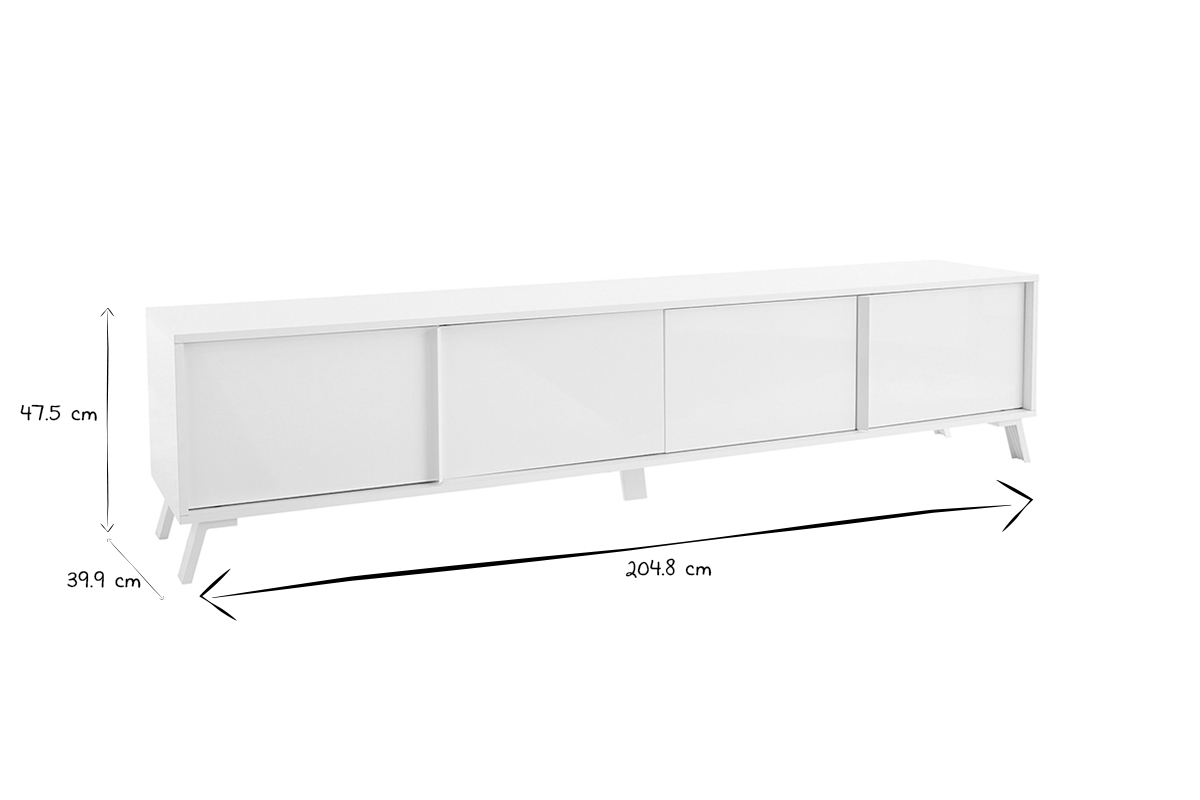 Mueble TV de diseo con acabado blanco brillante 205 cm NEMA