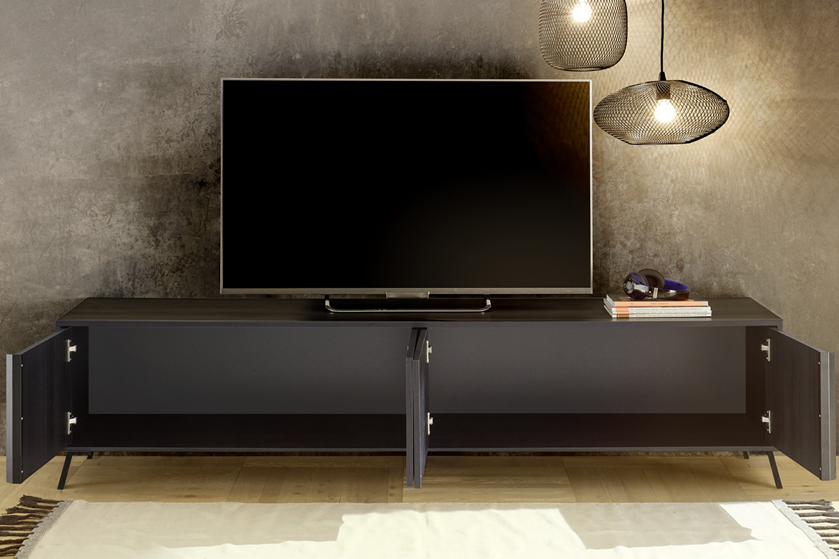 Mueble TV de diseo con acabado negro mate 205 cm NEMA