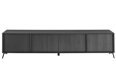 Mueble TV moderno lacado blanco y madera RITUEL - Miliboo
