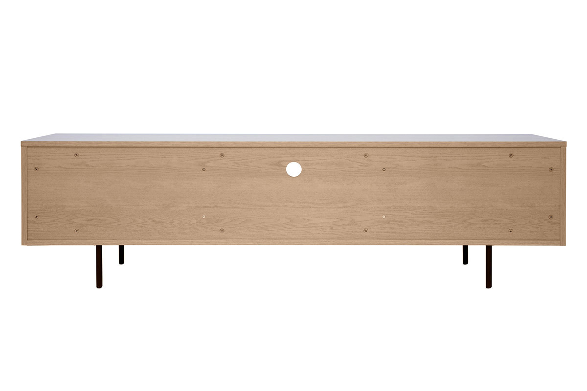 Mueble TV de diseo con armarios de madera de roble claro y metal negro 180 cm ALASKA