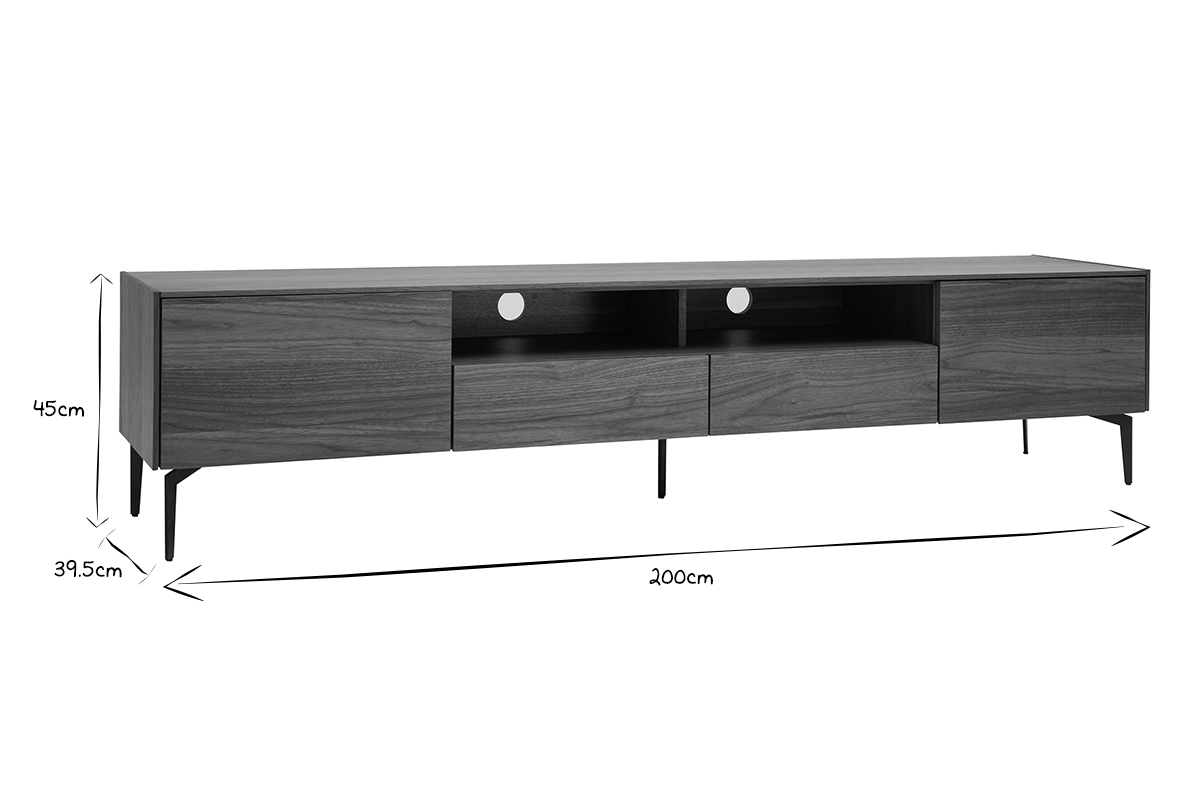 Mueble TV de diseo de contrachapado de nogal 200cm BLISS