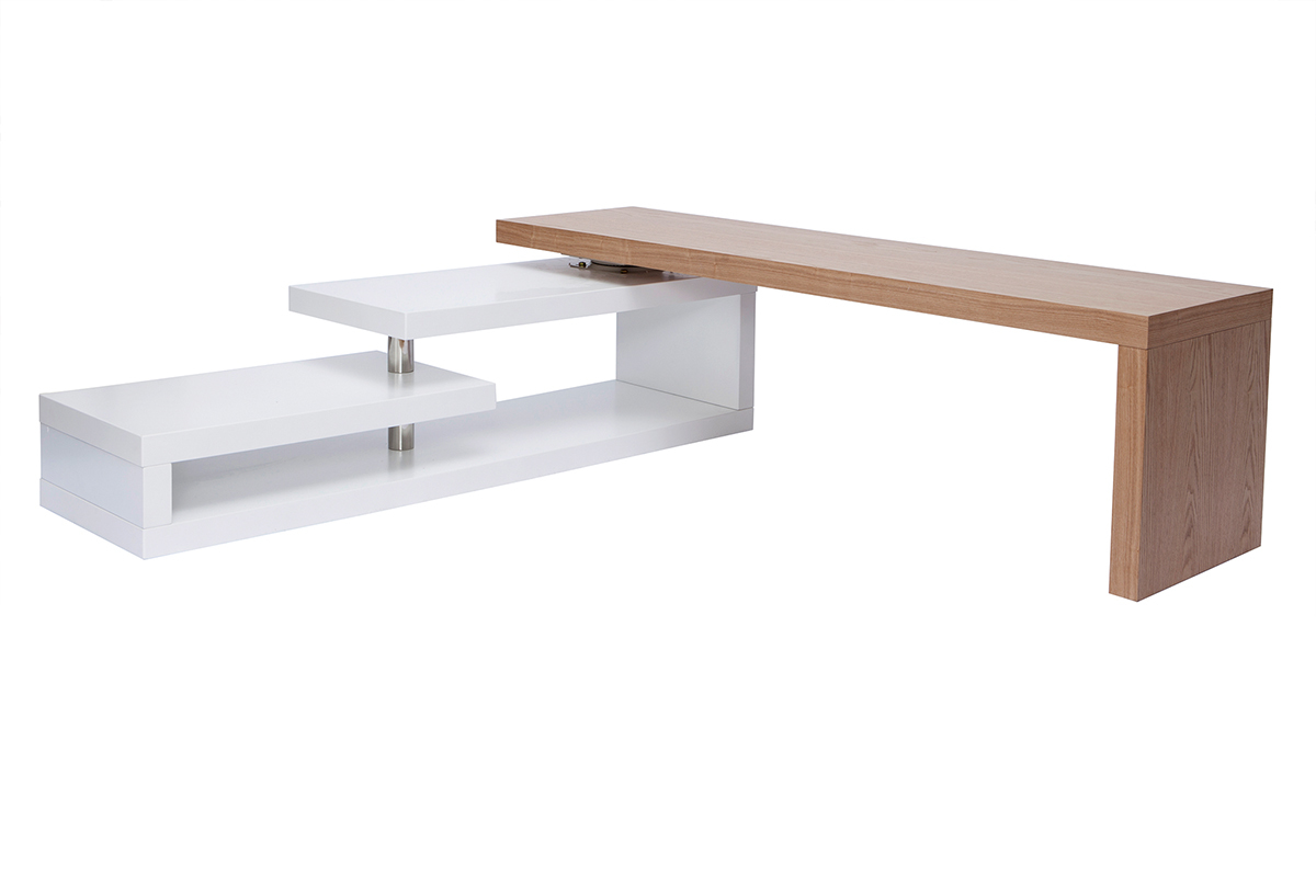 Mueble TV de diseo modulable blanco y madera MAX