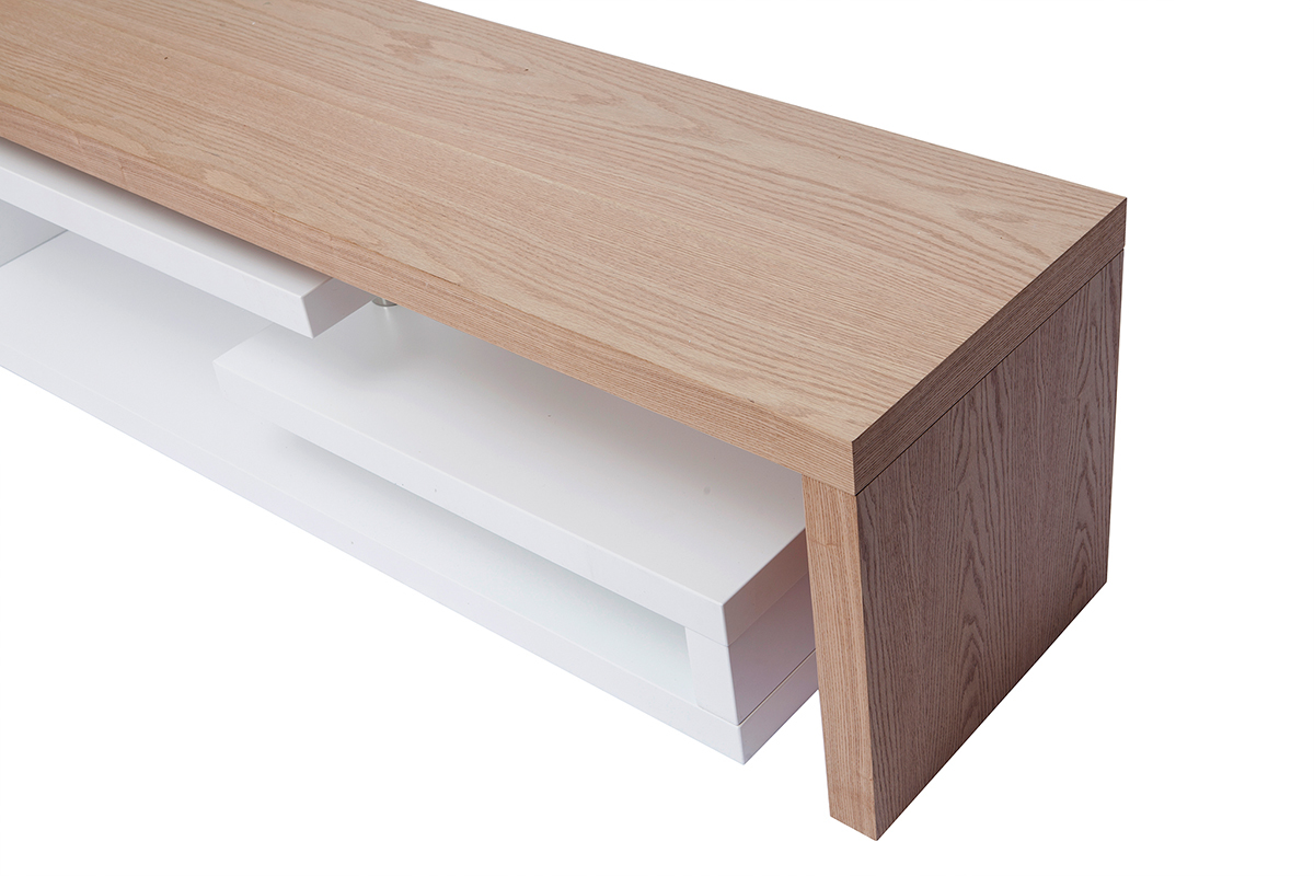 Mueble TV de diseo modulable blanco y madera MAX