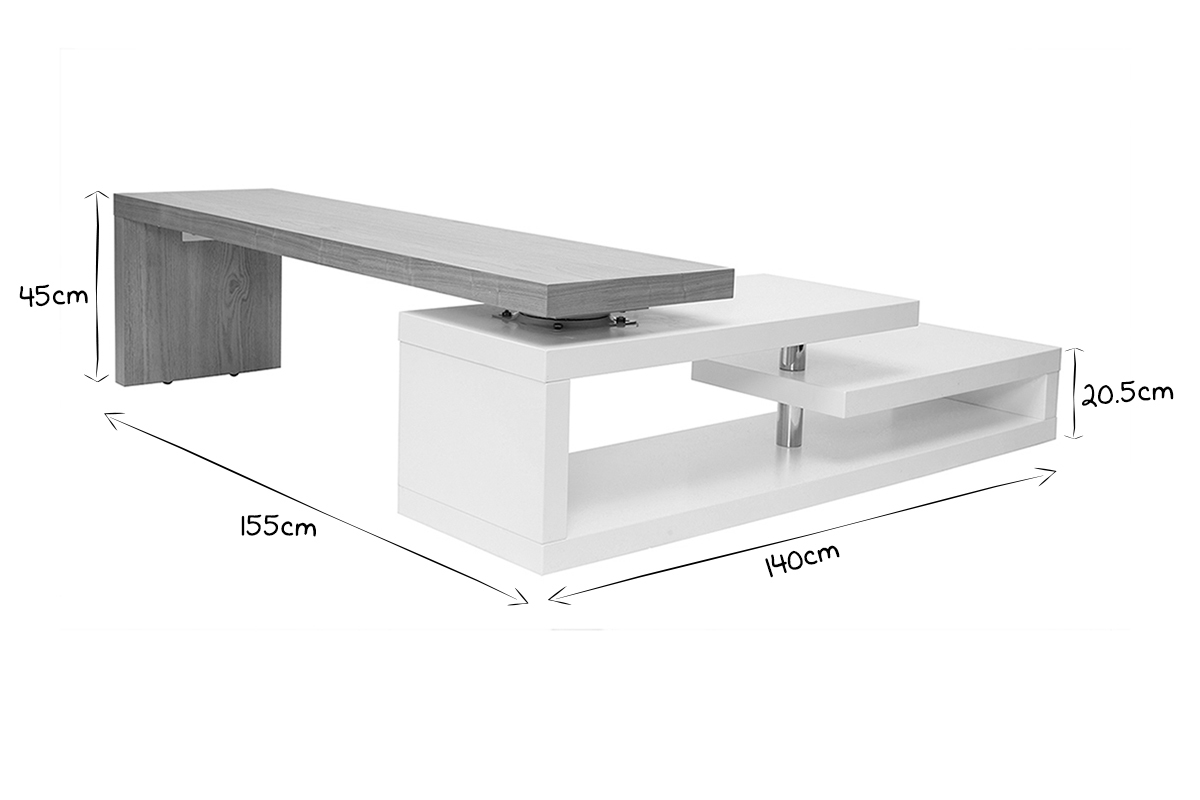 Mueble TV de diseo modulable blanco y madera MAX