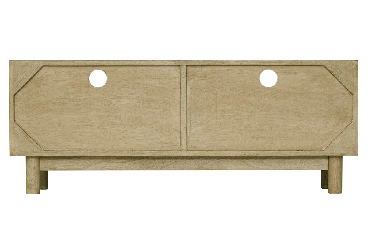 Mueble TV de madera clara y caa de ratn 120cm GALINA