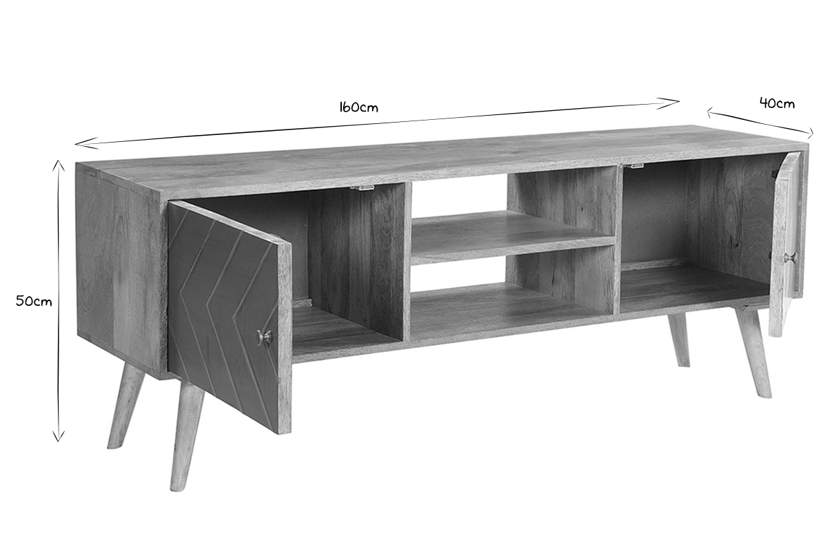 Mueble TV de madera de mango maciza de 160cm NIKITA