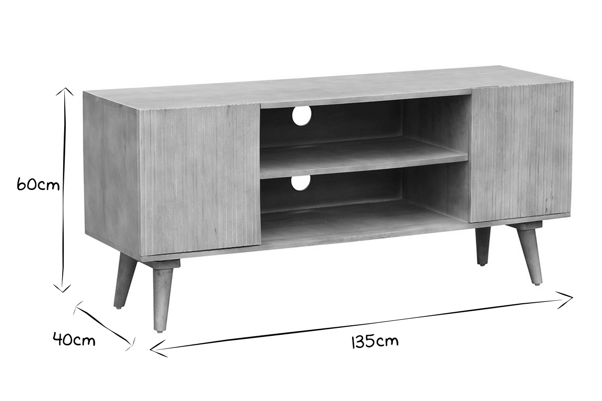 Mueble TV de madera maciza de mango 135cm RUBIA