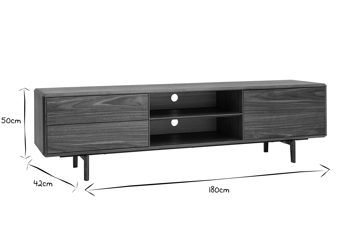 Mueble TV de nogal con almacenaje 180 cm SUVA