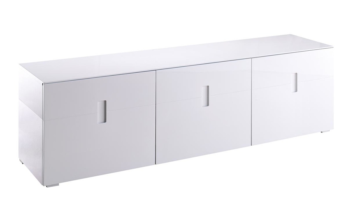 Mueble TV diseo lacado blanco 3 puertas TED