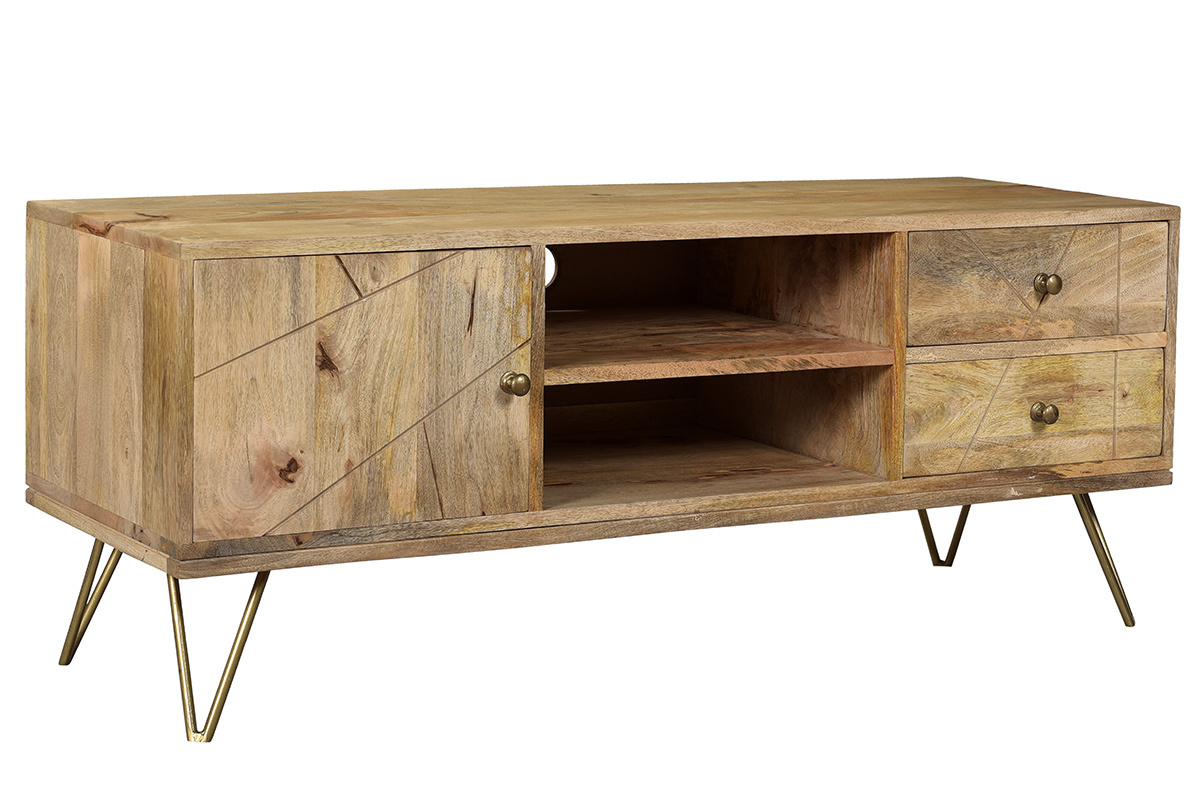 Mueble TV en mango y metal LINIUM