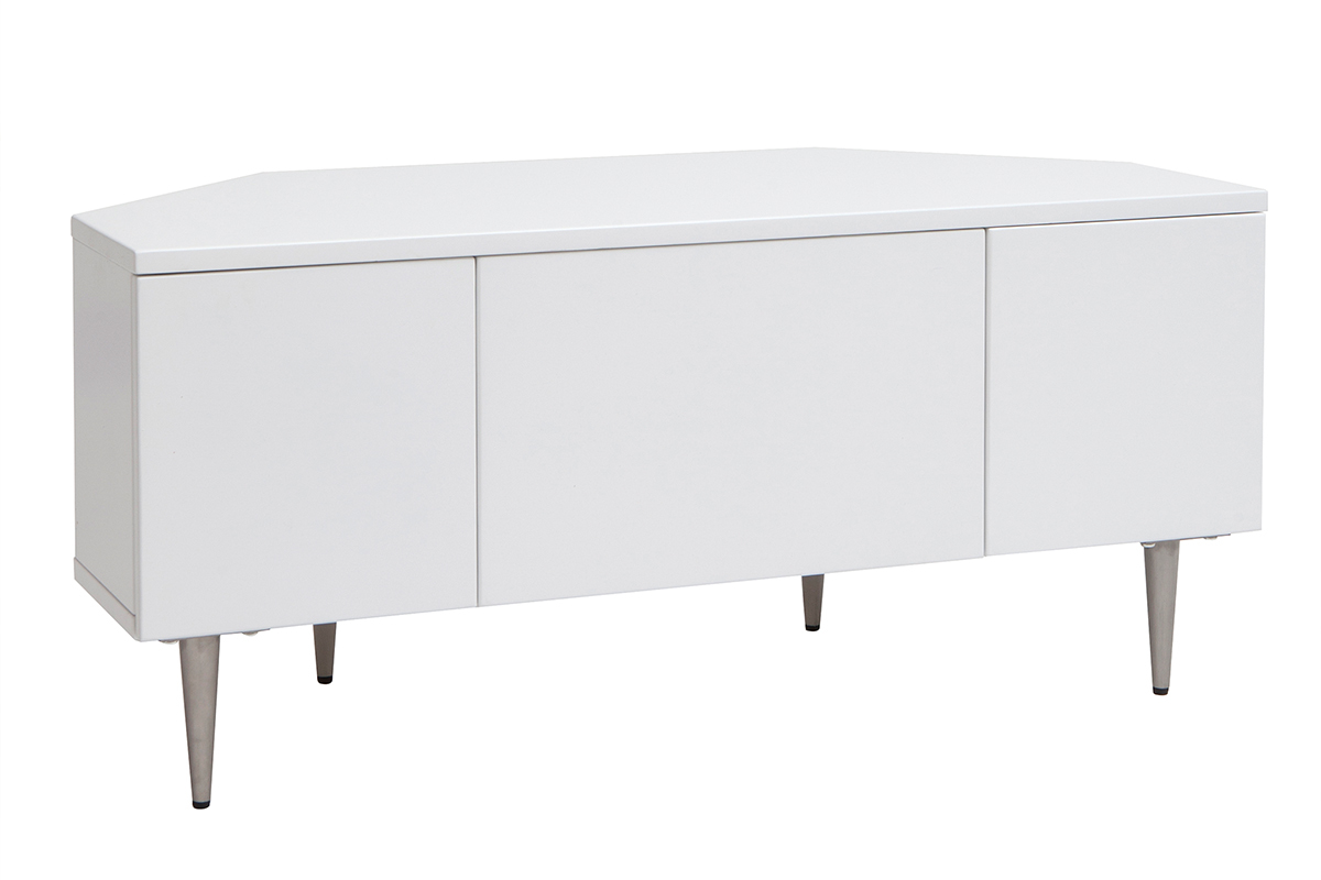 Mueble TV esquinero de diseo blanco lacado KAROL