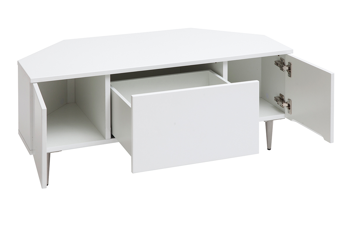 Mueble TV esquinero de diseo blanco lacado KAROL