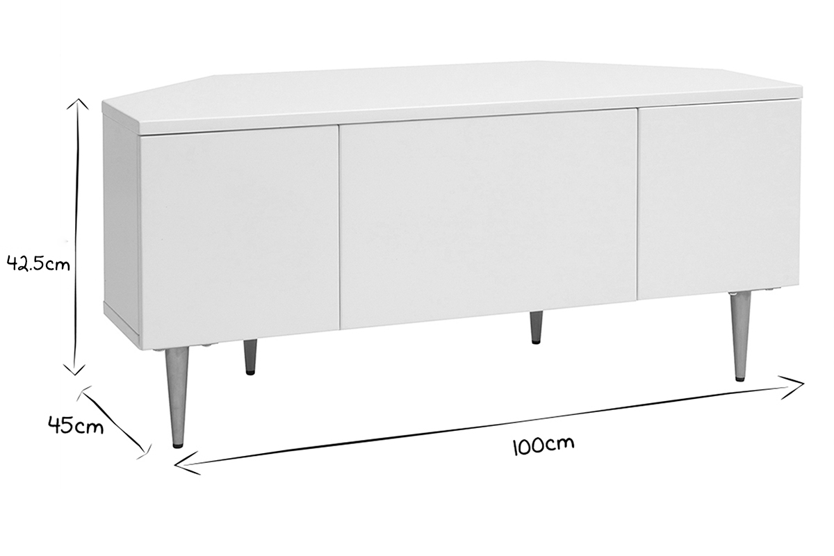 Mueble TV esquinero de diseo blanco lacado KAROL