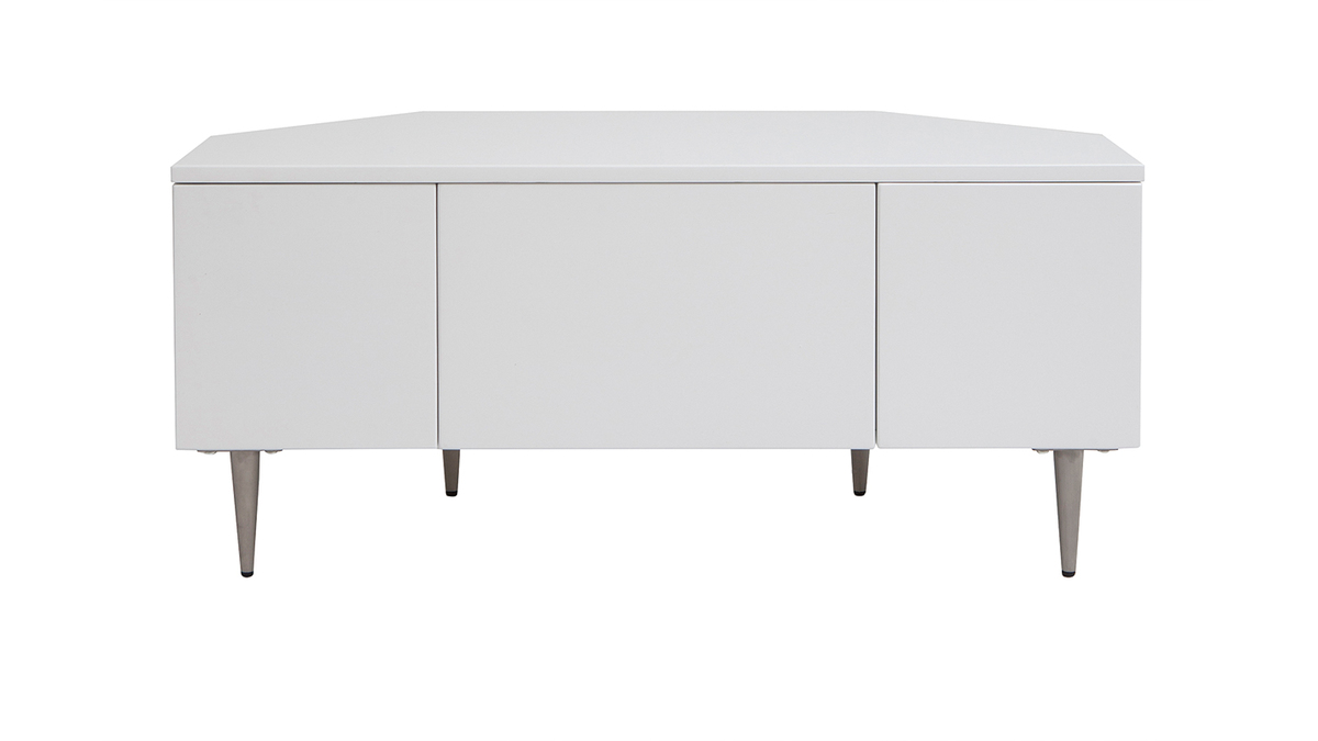 Mueble TV esquinero de diseo blanco lacado KAROL