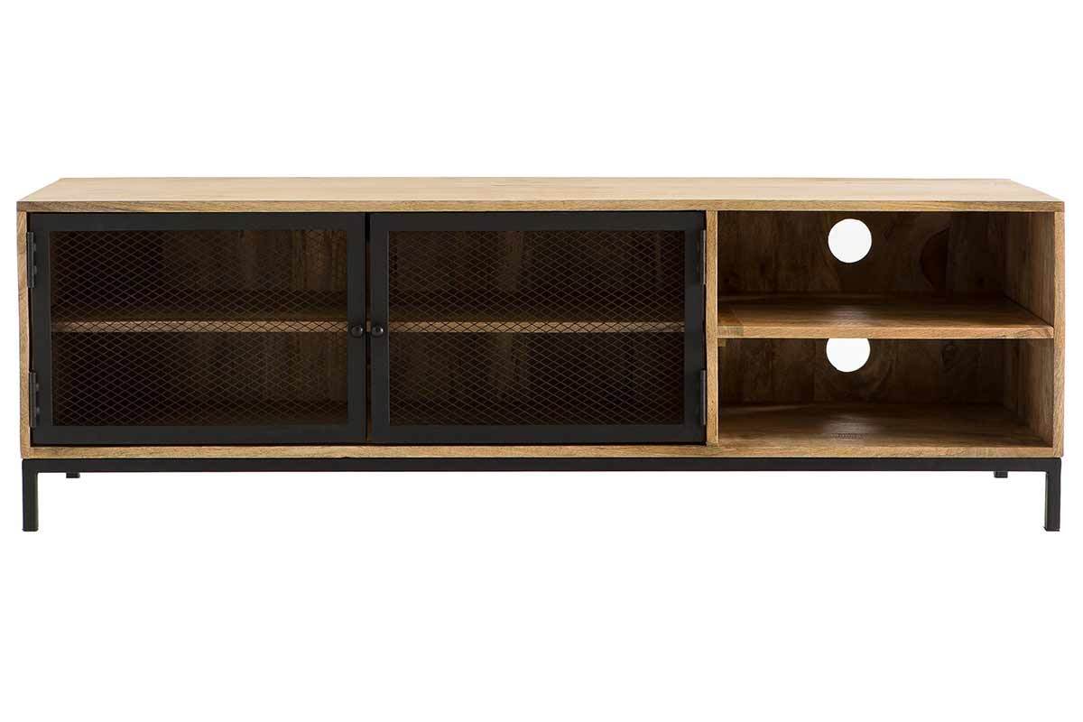 Mueble TV industrial en mango y metal perforado RACK