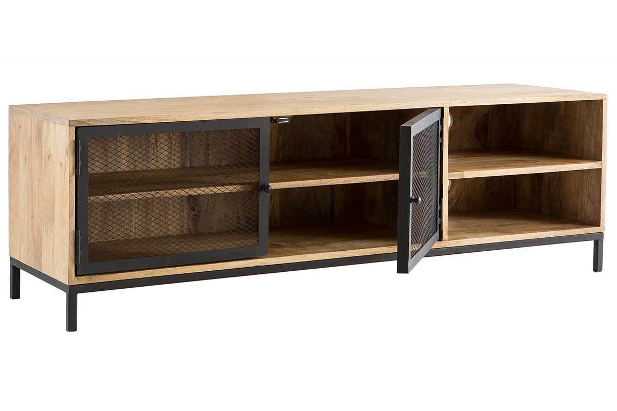 Mueble TV industrial en mango y metal perforado RACK