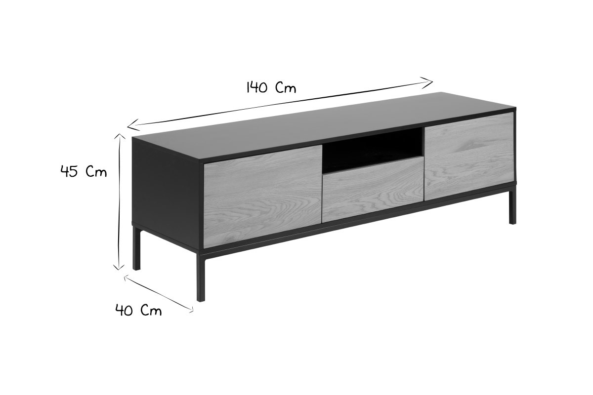 Mueble TV industrial madera y metal L140 cm TRESCA