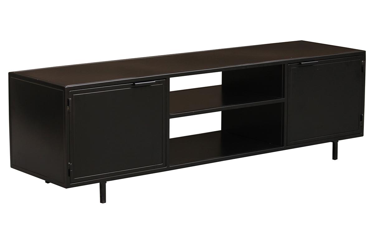 Mueble TV industrial negro con 2puertas 150 KARL