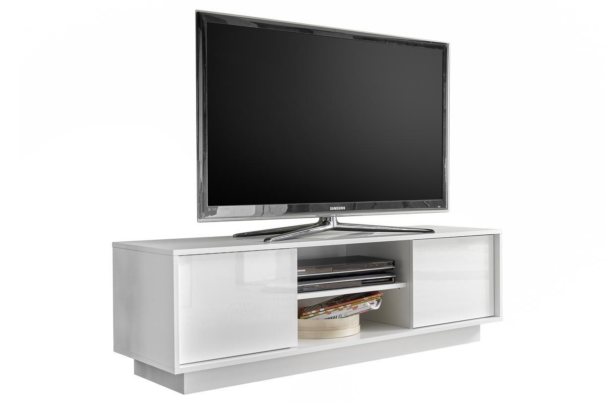 Mueble TV L138 cm blanco lacado brillante COMO