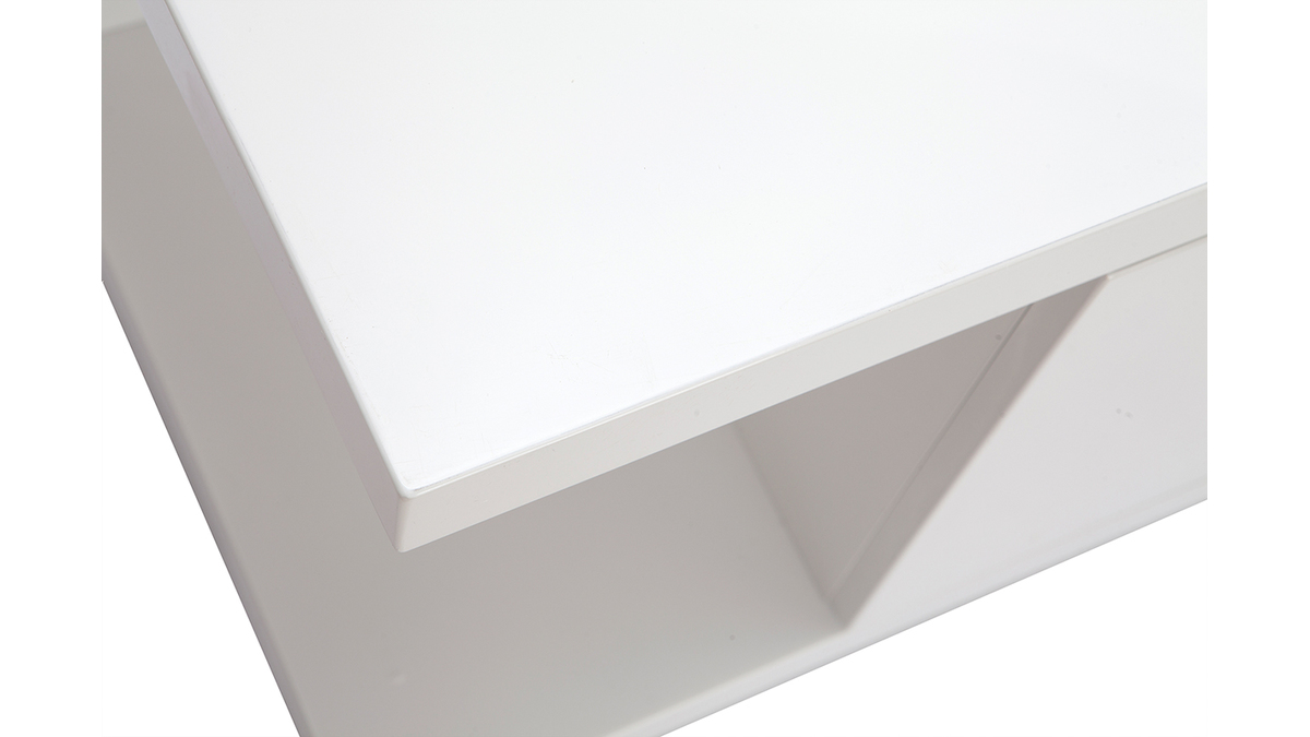 Mueble TV de diseño blanco lacado 140 cm LATTE - Miliboo