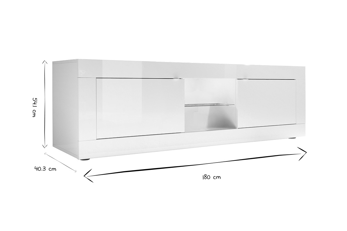 Mueble TV moderno lacado blanco 180cm LATTE