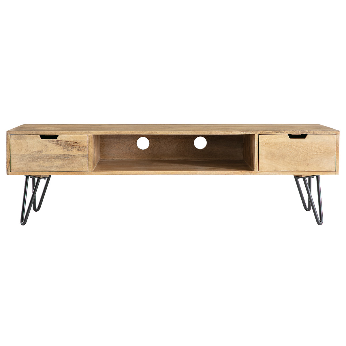 Mueble TV moderno mango patas horquilla metal VIBES