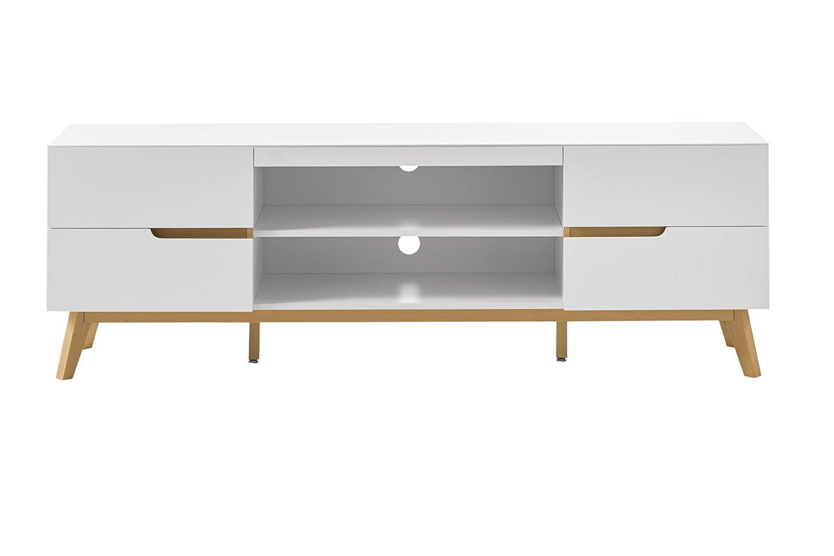 Mueble TV nrdico blanco mate y roble SKIVE