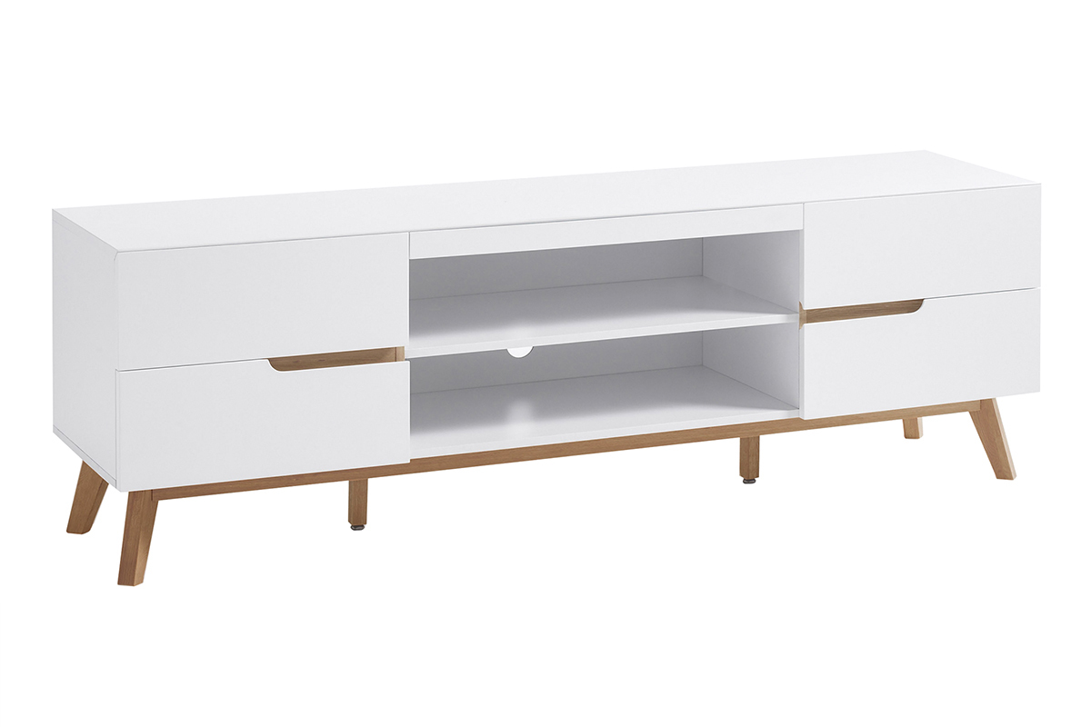 Mueble TV nrdico blanco mate y roble SKIVE