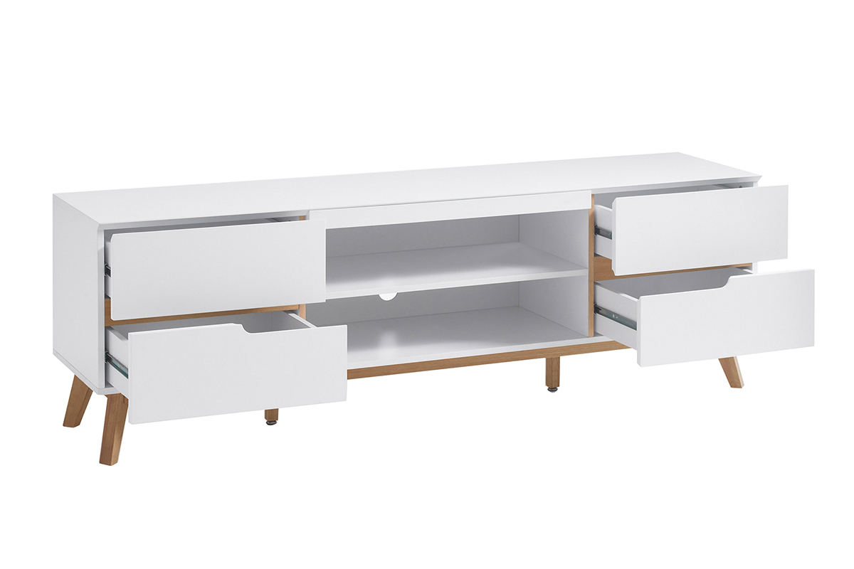 Mueble TV nrdico blanco mate y roble SKIVE