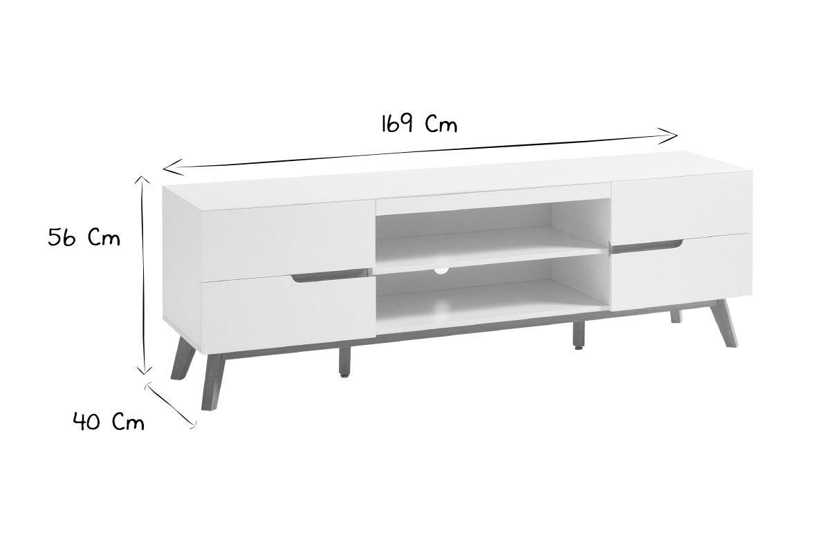 Mueble TV nrdico blanco mate y roble SKIVE