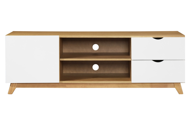 Mueble TV nórdico madera y blanco 180cm SID - Miliboo