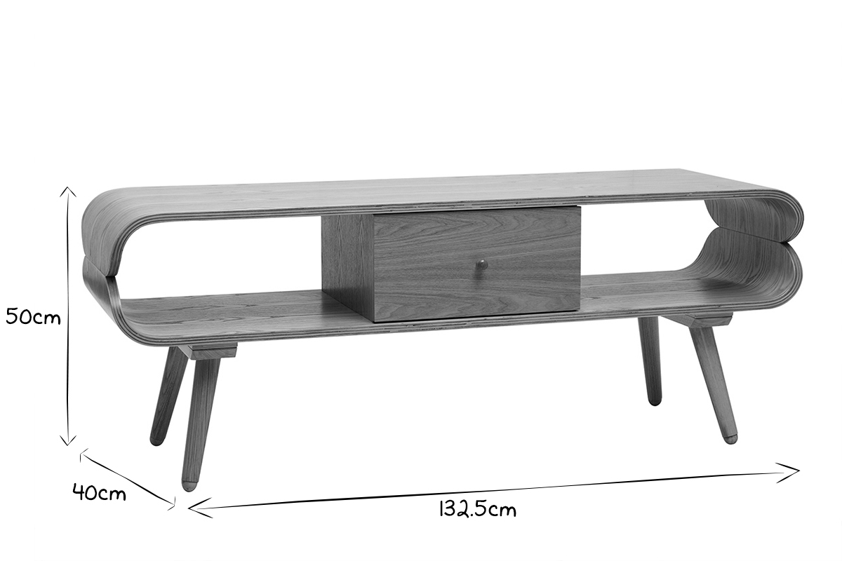 Mueble TV nrdico con compartimentos de almacenaje de madera clara 132cm TAKLA