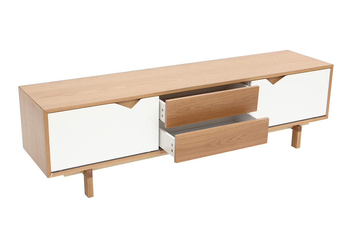 Mueble TV nrdico modular blanco y roble ACOUSTIC