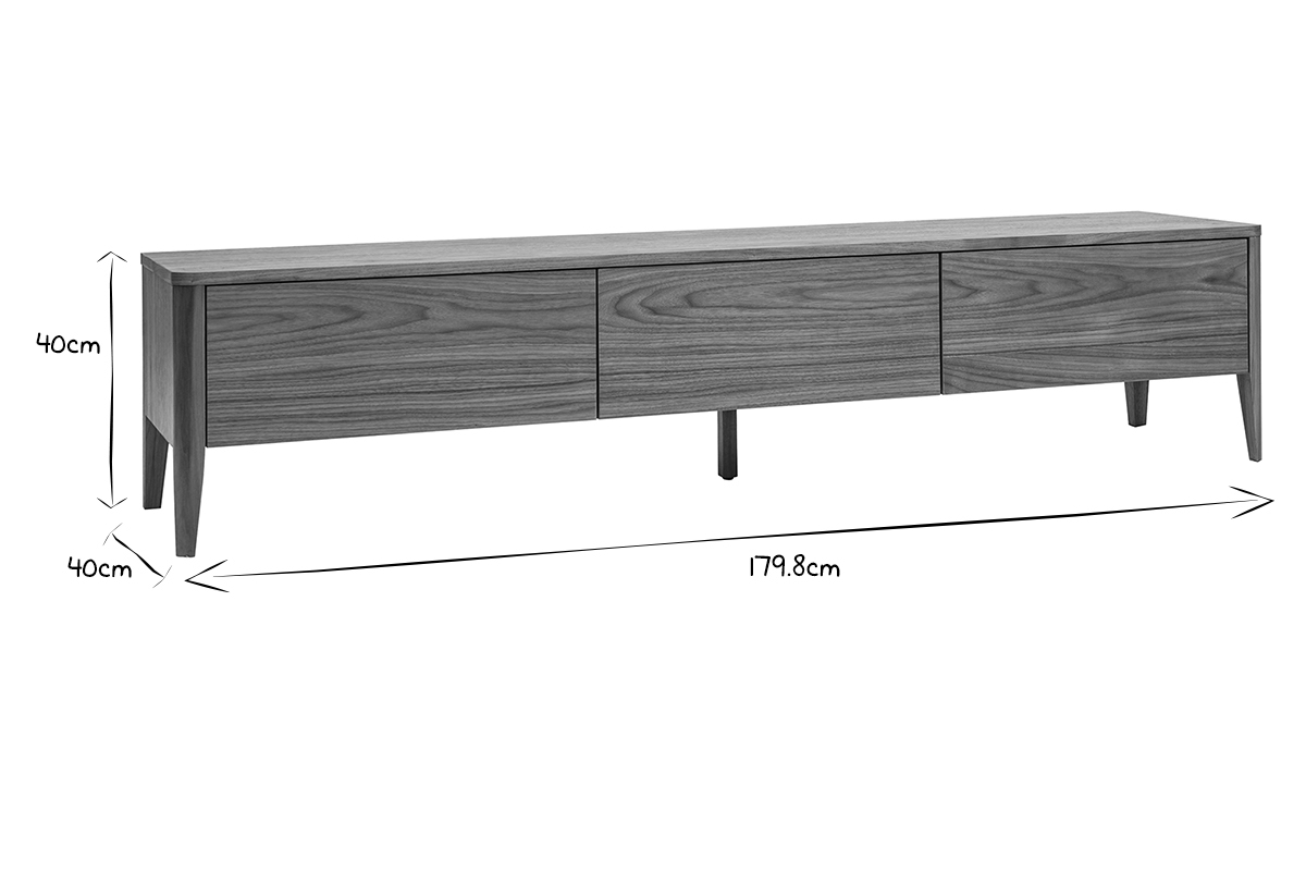 Mueble TV vintage de nogal con 3 cajones 180 cm BENJA