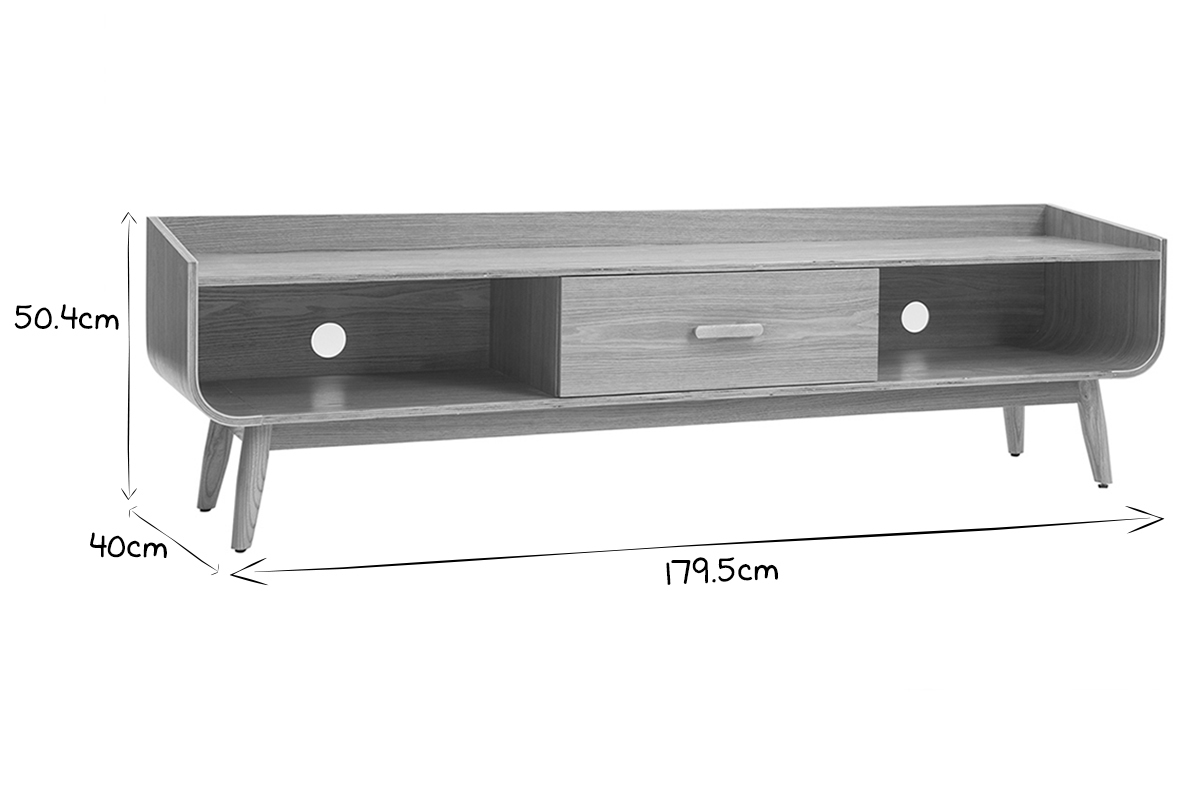 Mueble TV vintage madera fresno 180 cm HALLEN