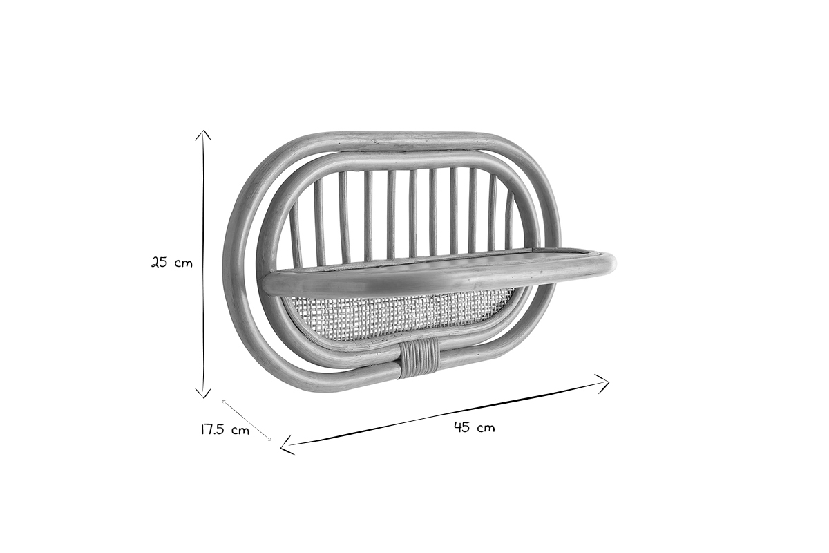 Set de 2 estanteras de pared de ratn y caa 45 cm SYBILLE