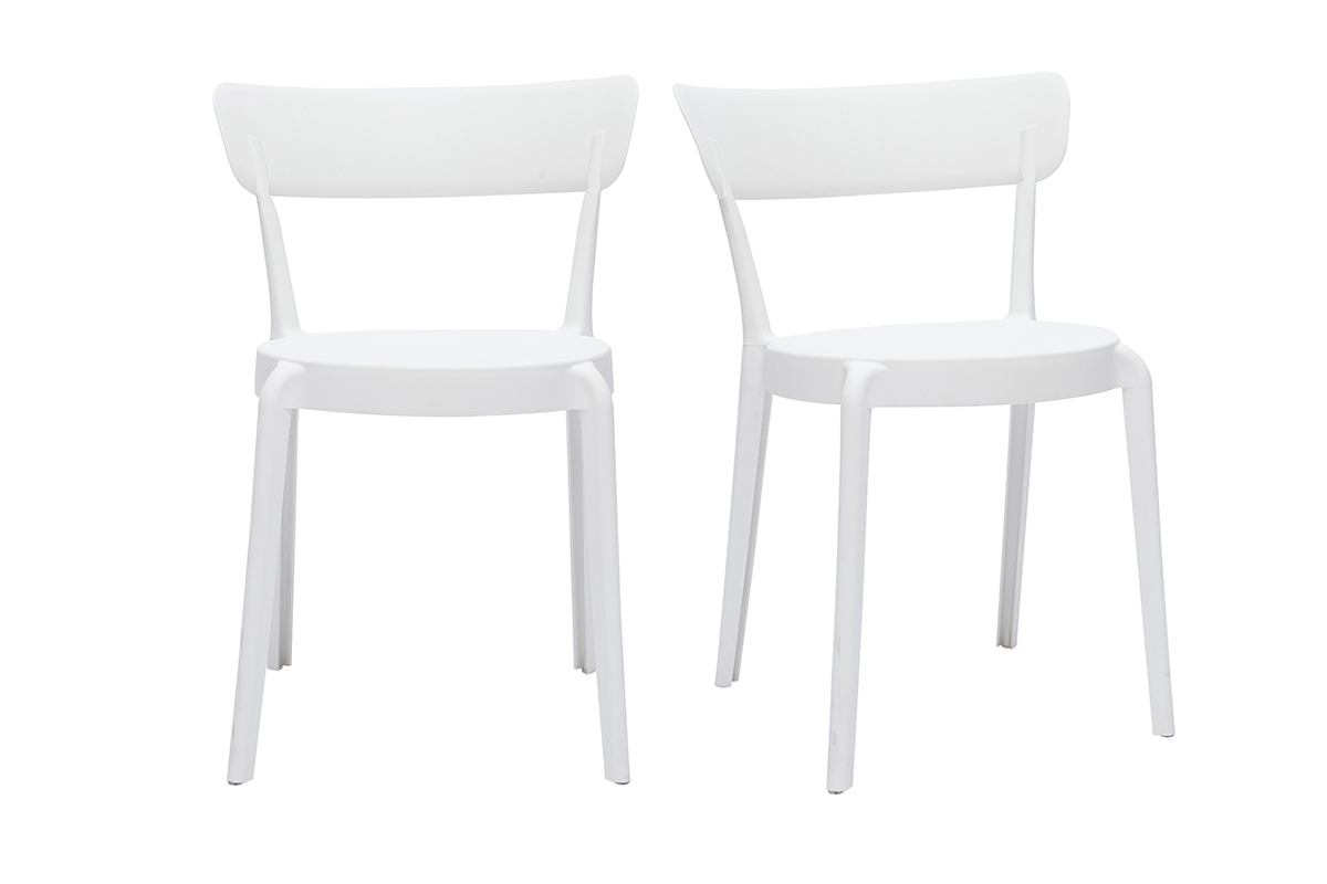 Set de 2sillas apilables de plstico blanco para interior/exterior RIOS