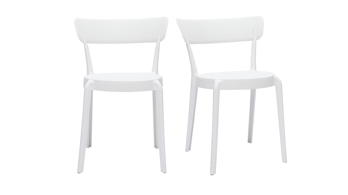 Set de 2sillas apilables de plstico blanco para interior/exterior RIOS