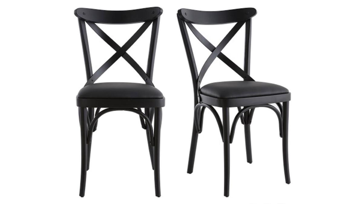 Set de 2sillas de bistrot de madera negra MARCEL