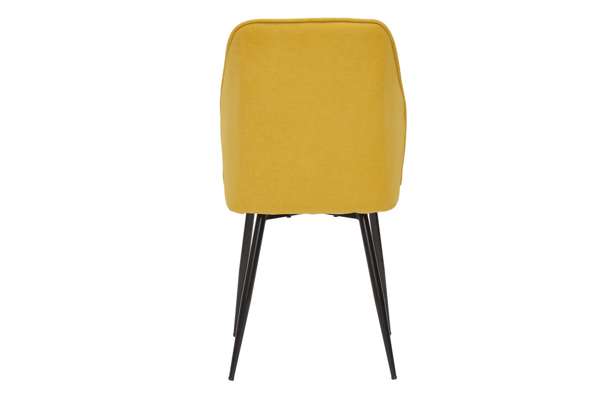 Set de 2 sillas de diseo de tejido efecto aterciopelado amarillo mostaza con patas de metal negro FANETTE