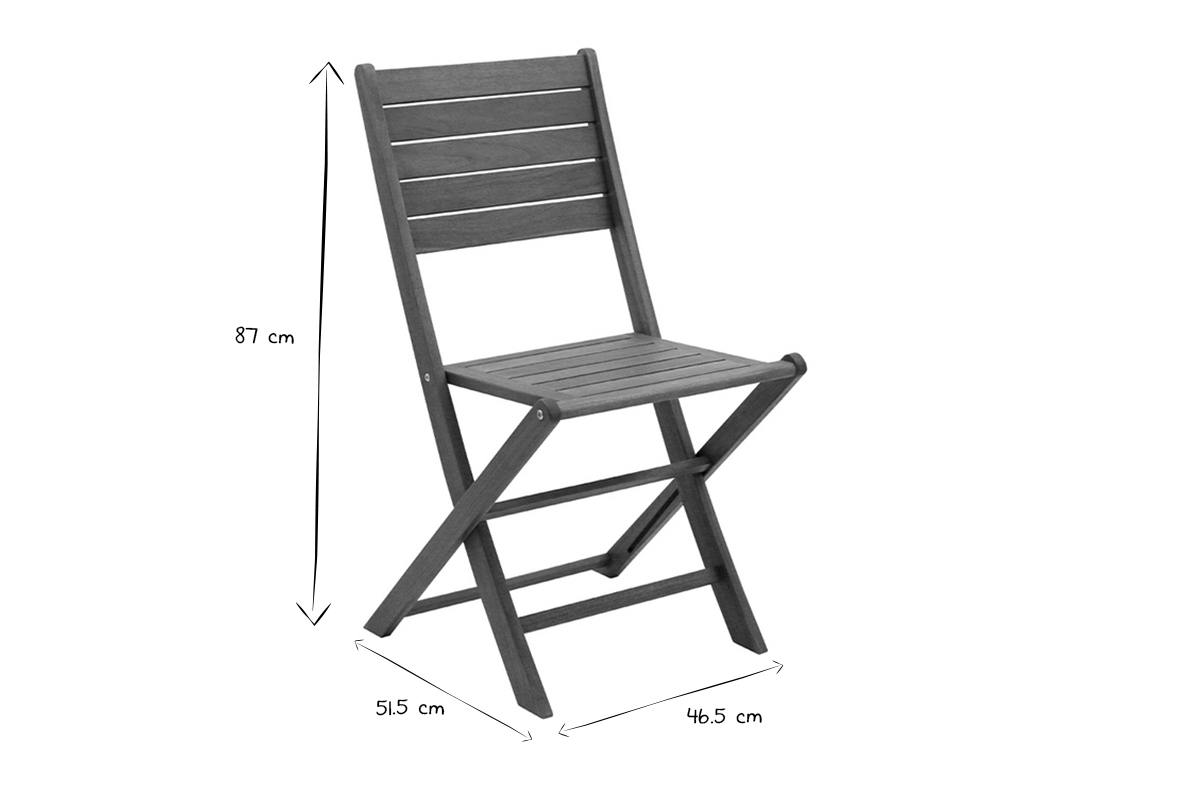 Set de 2sillas de jardn plegables de acacia maciza CANOPEE