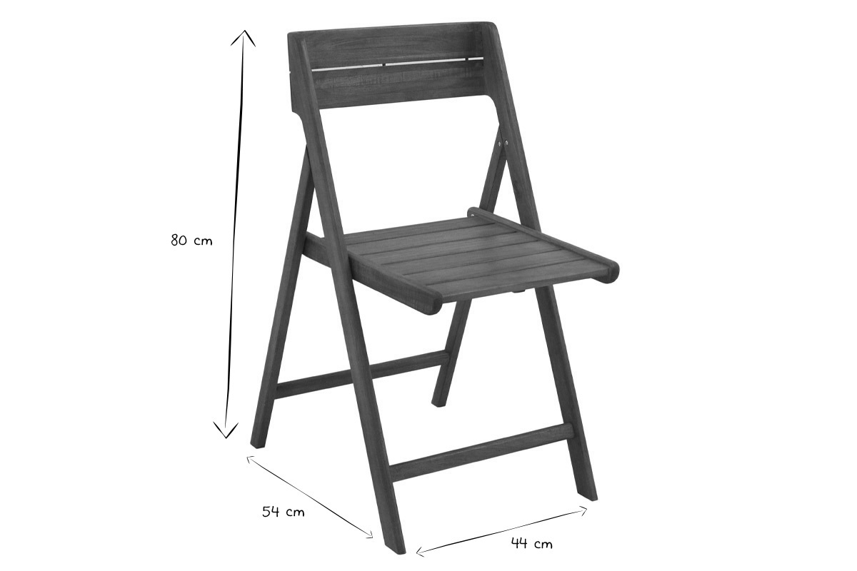 Set de 2 sillas de jardn plegables de madera maciza DIEGO