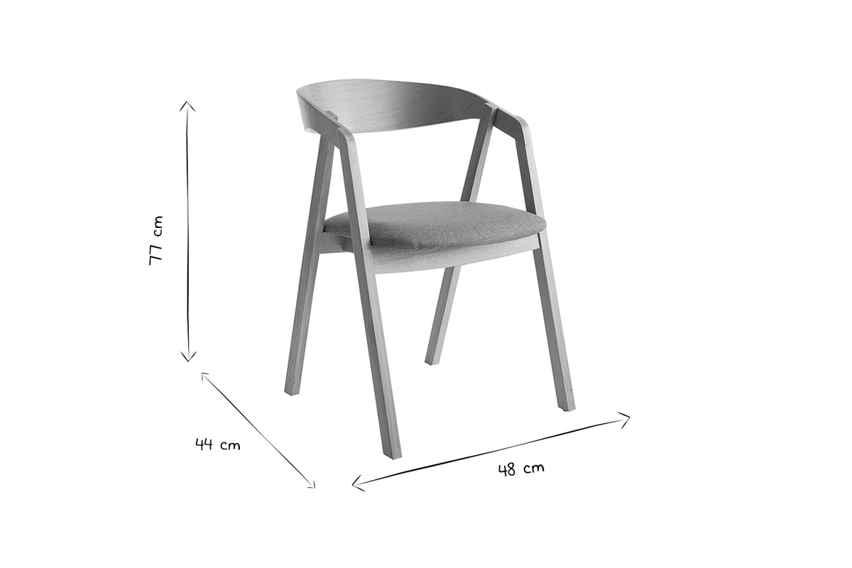 Set de 2 sillas nrdicas apilables de madera clara de roble macizo y asiento negro LOVA