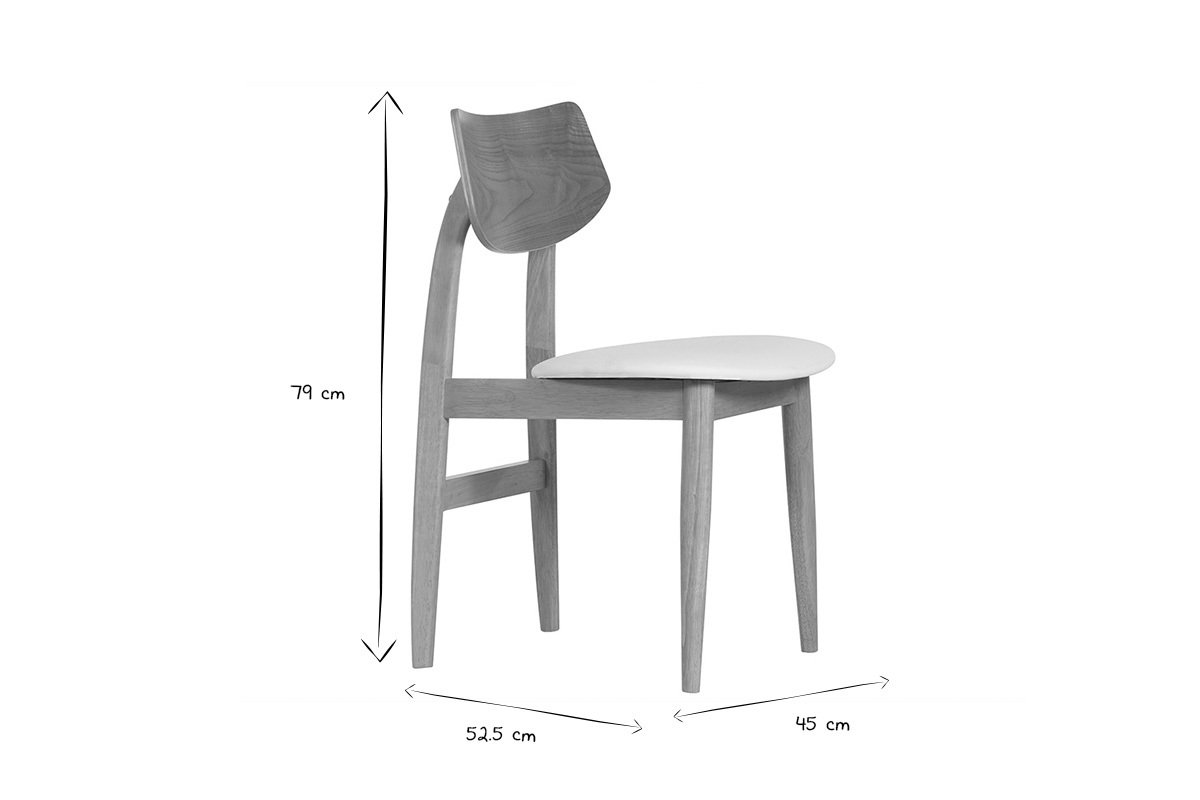 Set de 2 sillas nrdicas de madera clara y blanco ELION