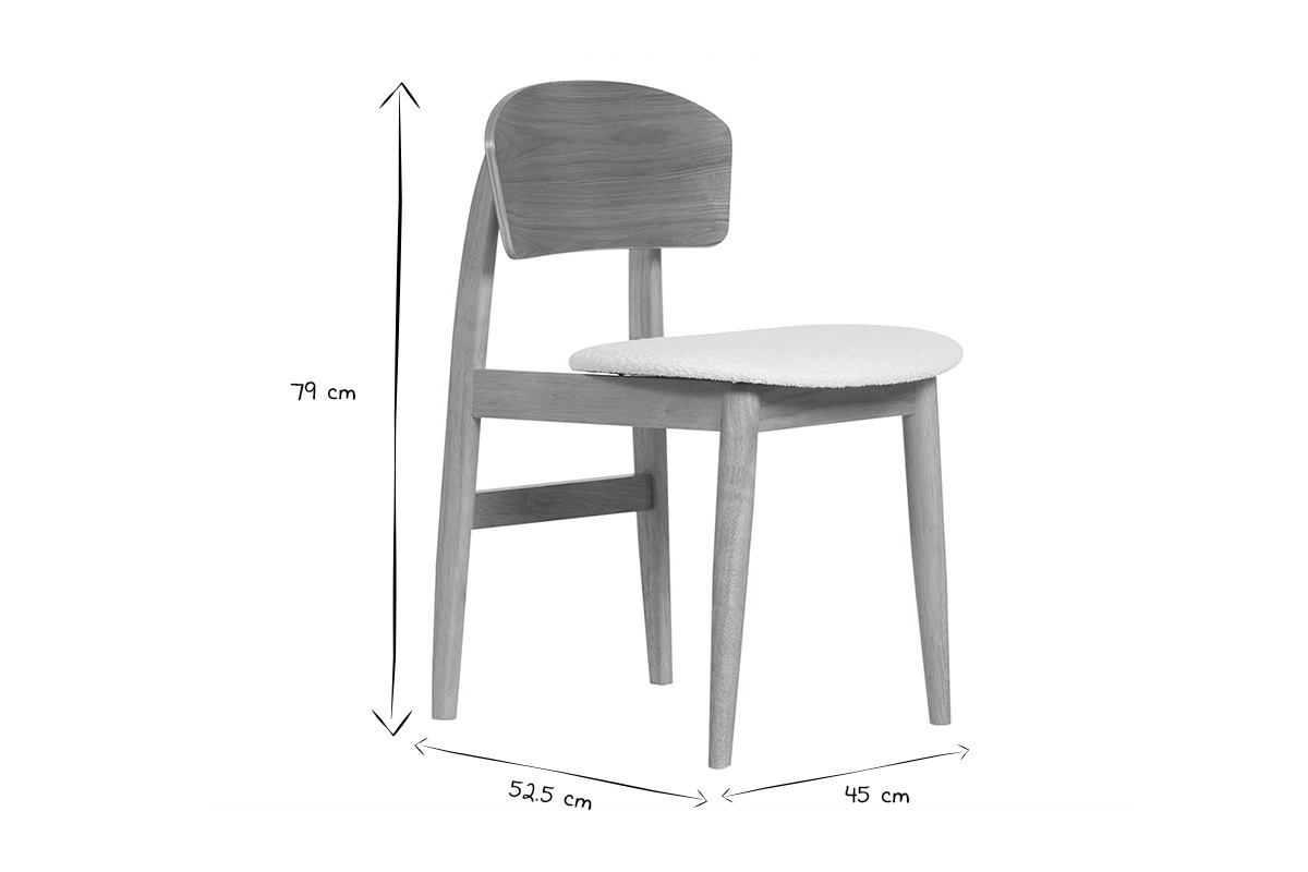 Set de 2 sillas nrdicas de madera clara y borreguillo blanco ELION