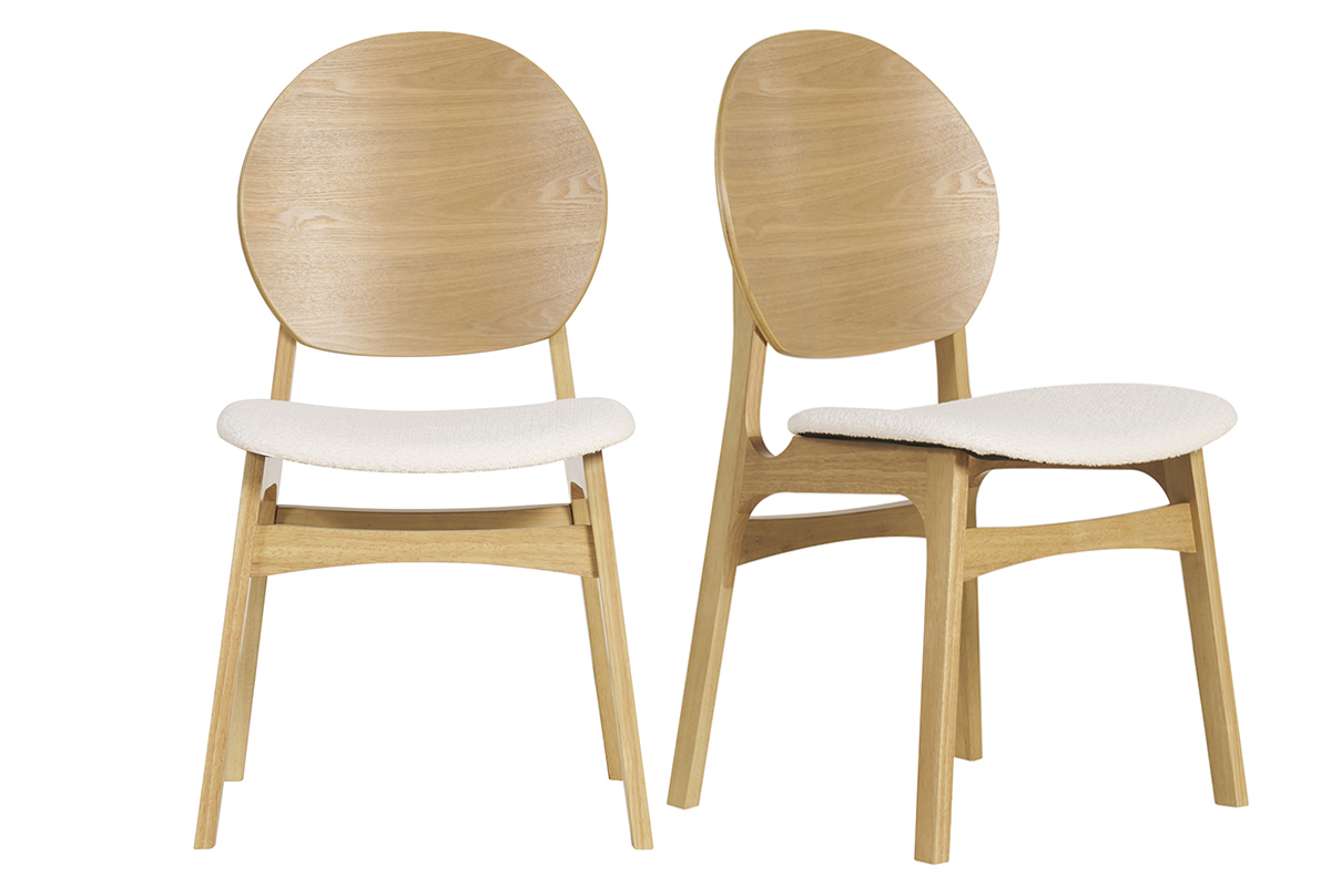 Set de 2 sillas nrdicas de madera clara y borreguillo blanco ELTON