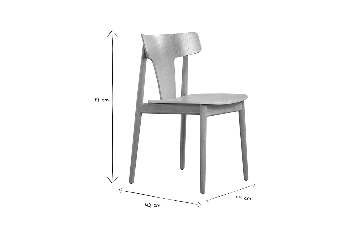 Set de 2 sillas nrdicas de madera de roble macizo clara LOUISA