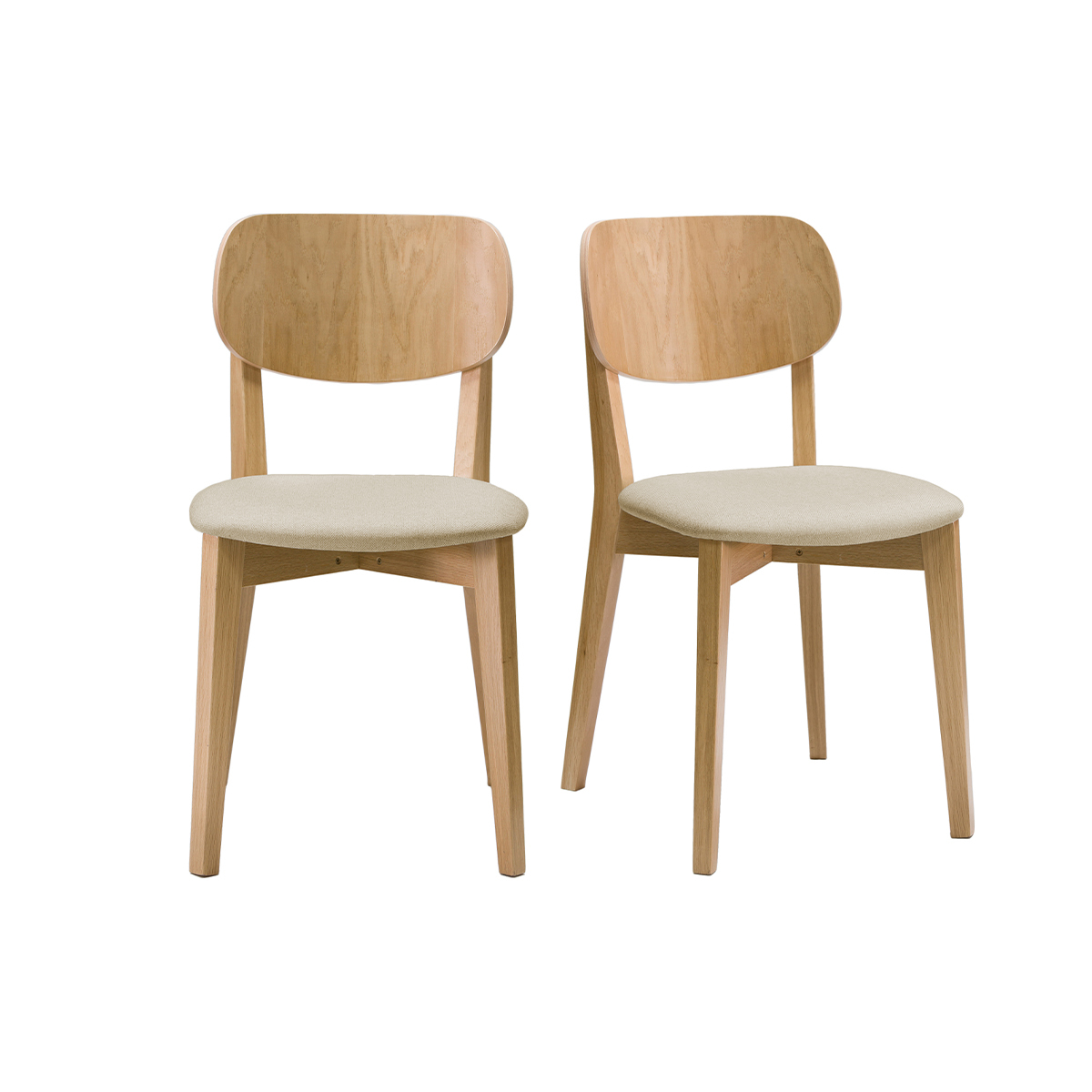 Set de 2 sillas vintage roble y asiento beige LUCIA