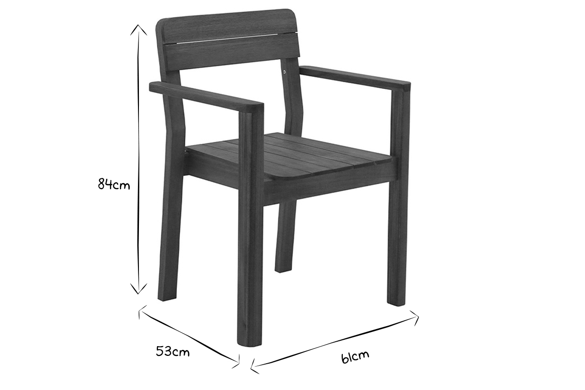 Set de 2 sillones de jardn de madera maciza AKIS