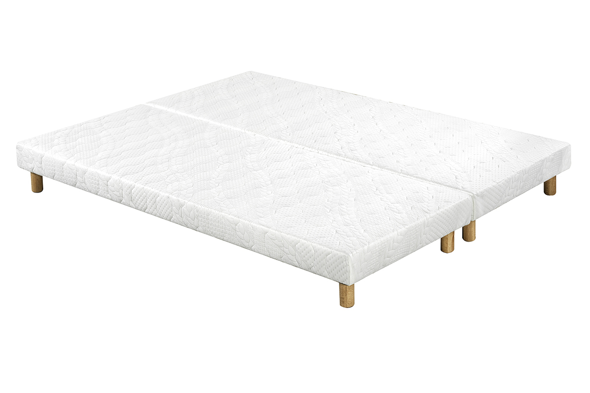 Set de 2somieres tapizados en blanco con patas de madera 80נ200cm JAMI